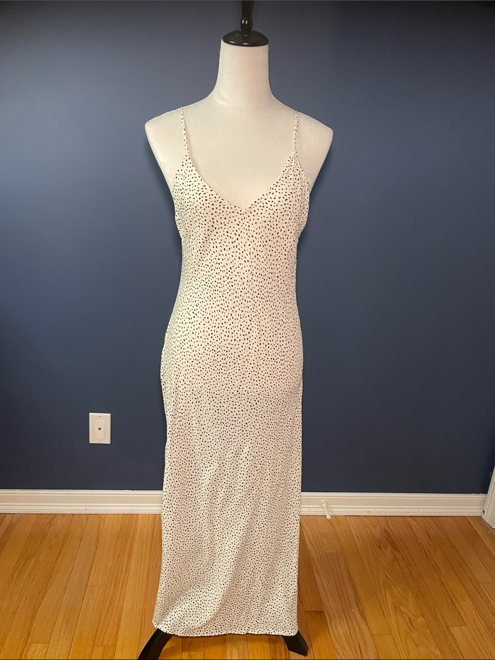 White Spotted Slip Dress with Thin Straps